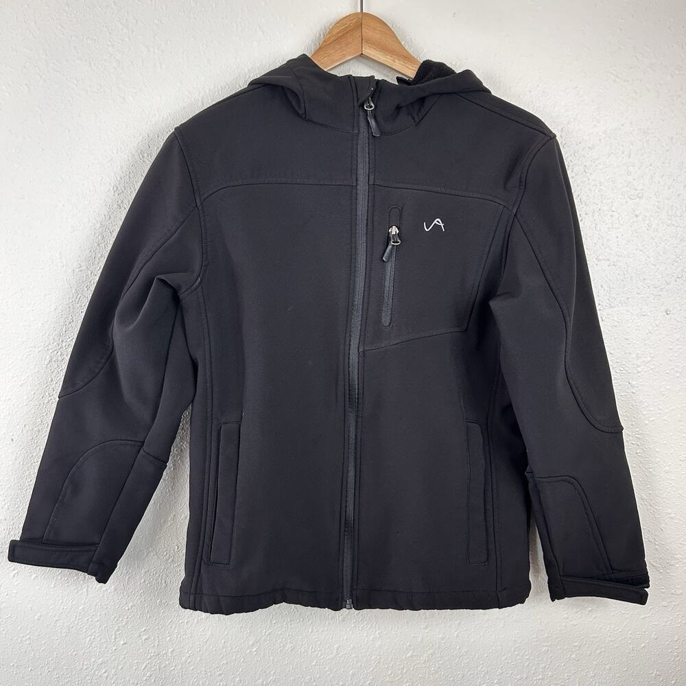 Youth Large 14/16 Soft Shell Jacket Black Full Zip Winter Vertical 9 Kids Coat
